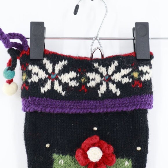 Handmade Wool Christmas Stocking Fair Colorful Isle Present Snowflake Santa - Picture 2 of 15